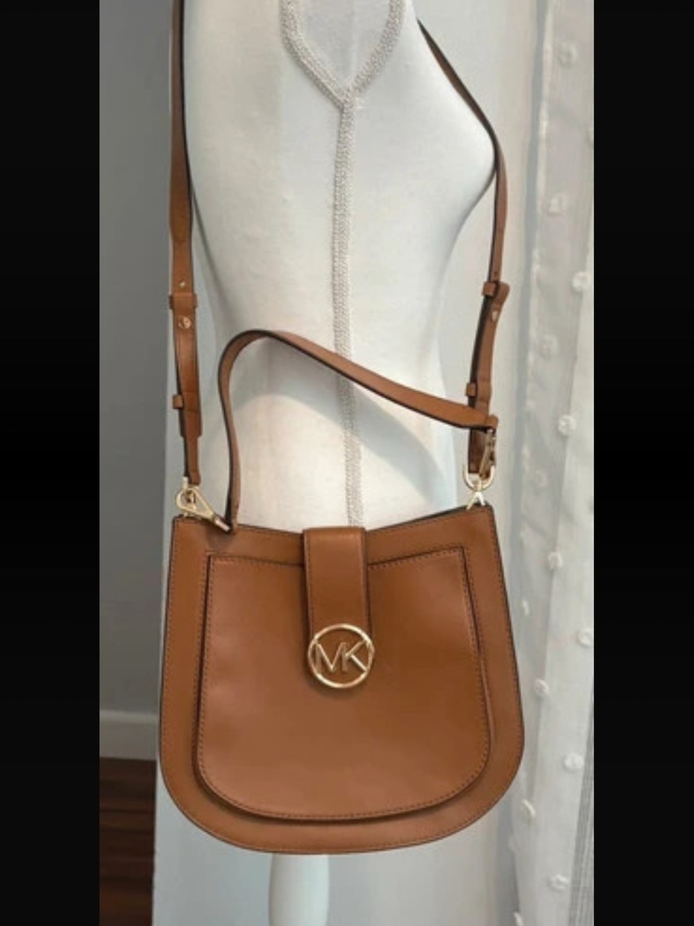 Michael Kors Cognac Leather Saddle Shoulder Bag